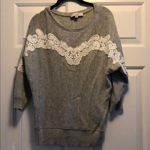 Gray lace accent sweater